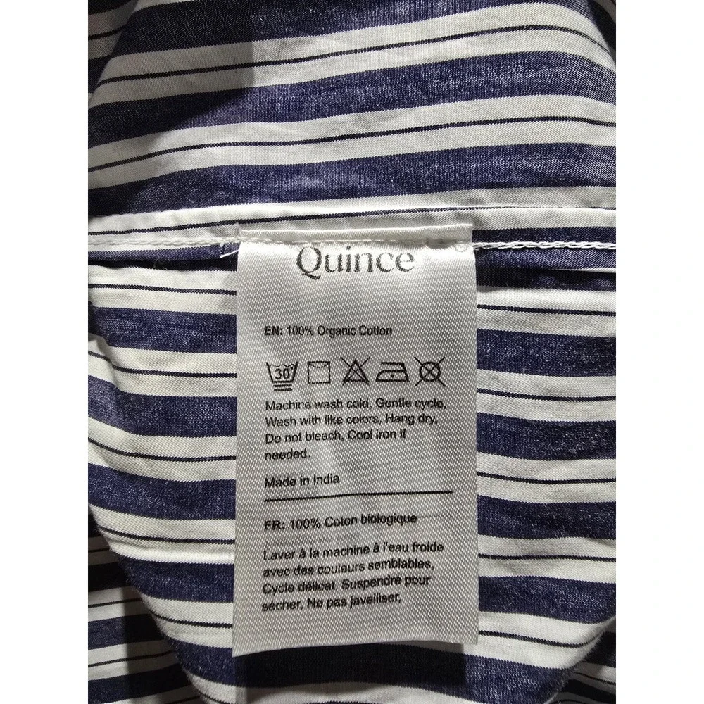 Quince Shirt Womens S Blue White Hudson Stripe Poplin Boyfriend Coastal Preppy